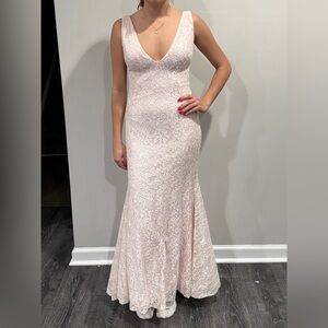 Elegant pink Lace & sequin Evening Gown